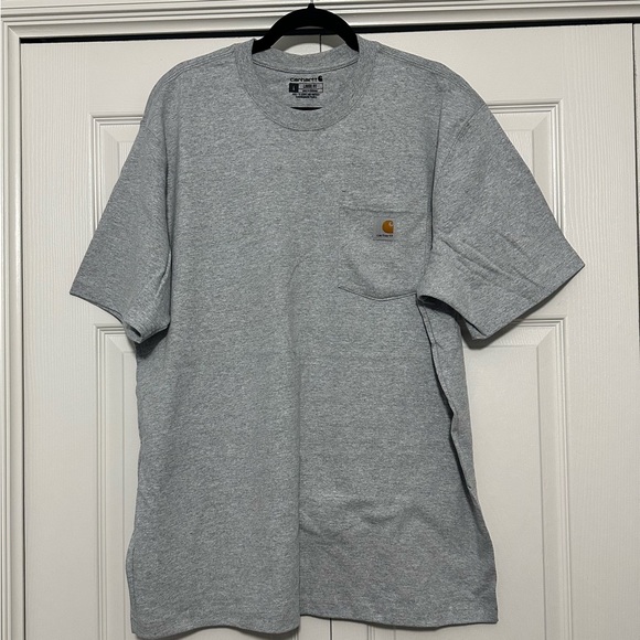 Carhartt Loose Fit Heavyweight Short Sleeve Pocket T-Shirt Gray Large‎ K87 EUC - Picture 1 of 7
